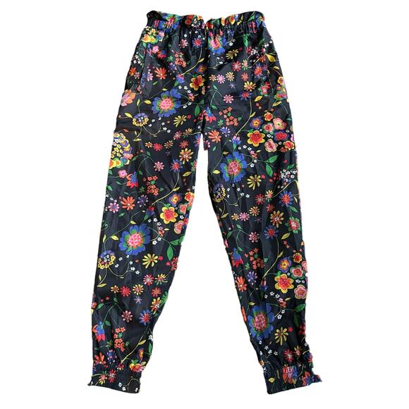 TIBI FLORAL PRINT RUFFLE TECH JOGGER PANTS HIGH PAPER BAG WAIST WOMEN SIZE M NEW - Picture 5 of 15